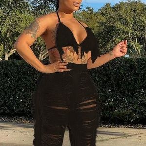 SEXY BLACK COVERUP SET - INCLUDES TOP & BOTTOMS